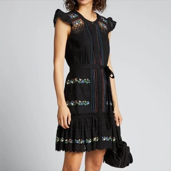 SALONI Dresses Saloni Bea Dress In Black Chain Embroiderysz Us Uk4 Poshmark
